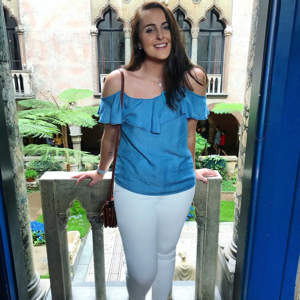 Chambray off the shoulder top